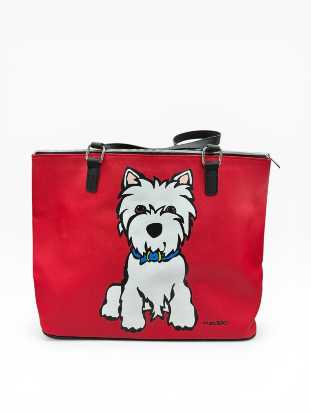 Marc Tetro Red Westie Tote Bag with Black Handles